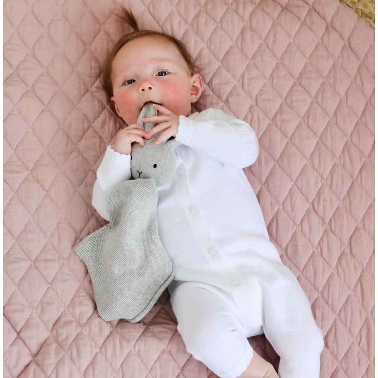 Bunny Mommy & Me Baby Knit Blanket & Lovey Gift SET: Natural / OS