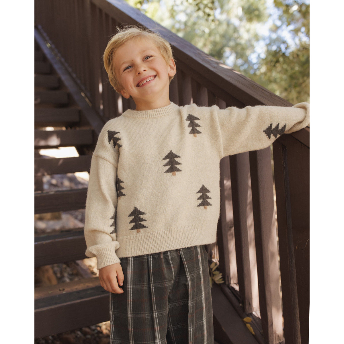Aspen Sweater Tree Jacquard - Rylee + Cru | Kids Clothes | Trendy Baby Clothes | Modern Infant Outfits |