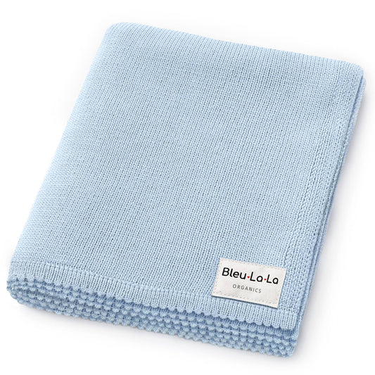 Bleu La La - 100% Organic Luxe Baby Blanket  : Sky Blue