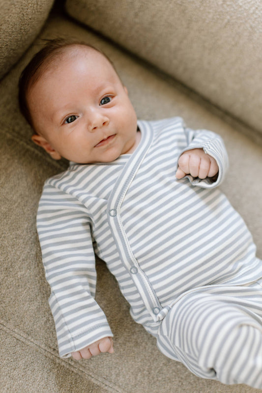 Riley 2 Piece Kimono Top and Pant Set - Mint Stripe