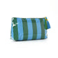 PVC Striped Makeup Bag, Waterproof Travel Cosmetic Bag: Blue/Green