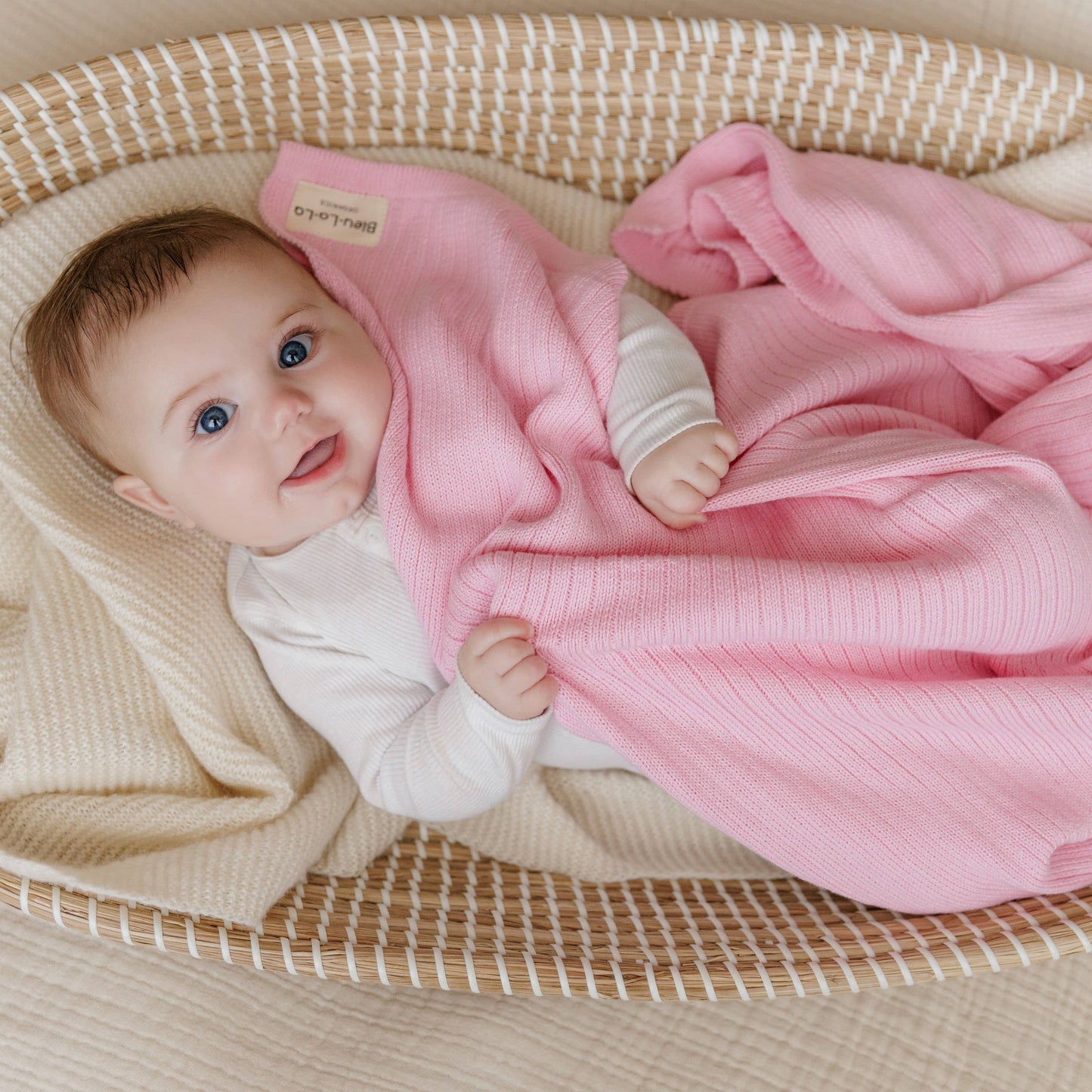 Bleu La La - NEW! 100% Luxury Organic Cotton Ribbed Baby Swaddle Blanket: Bubblegum