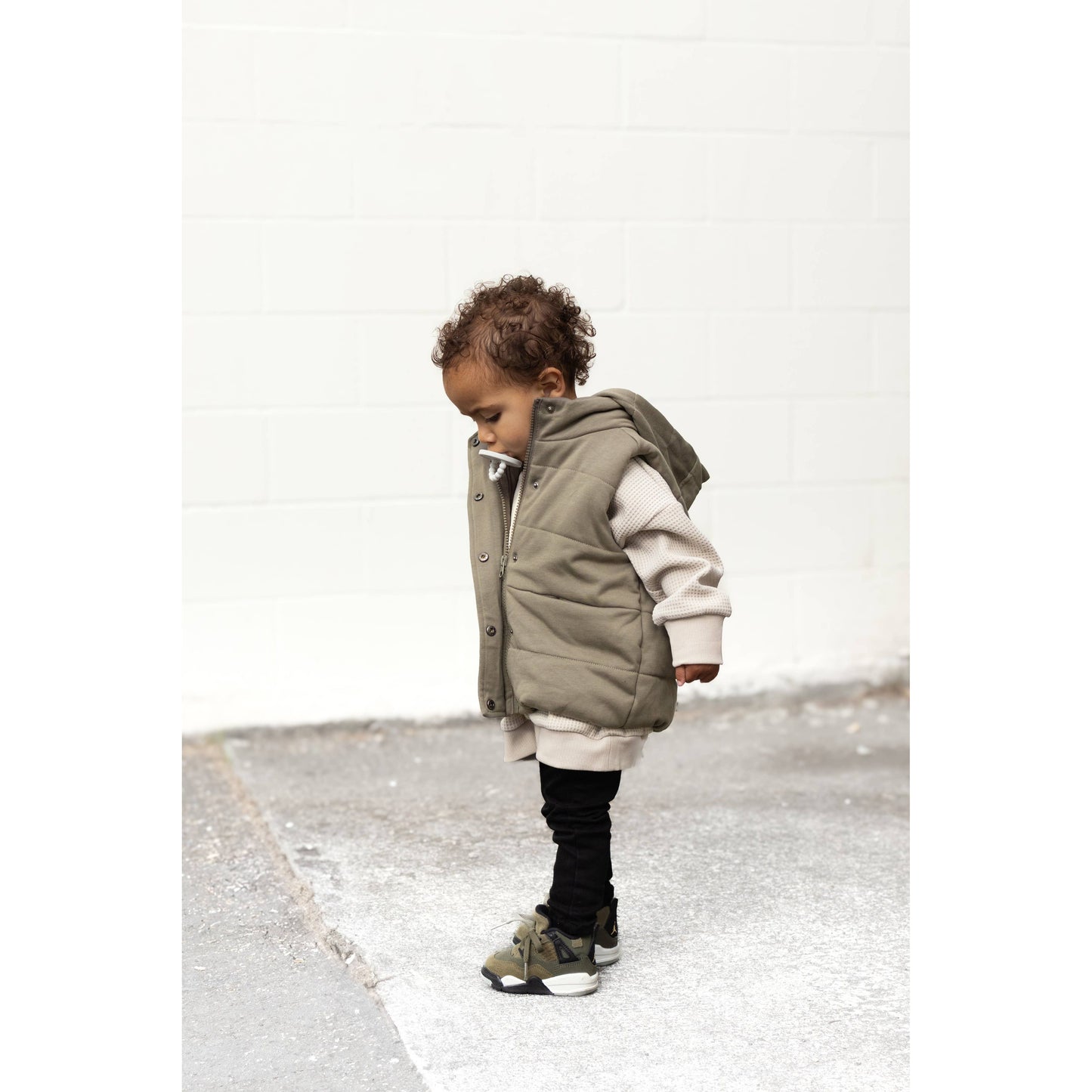 Hooded Puffer Vest - Army Green