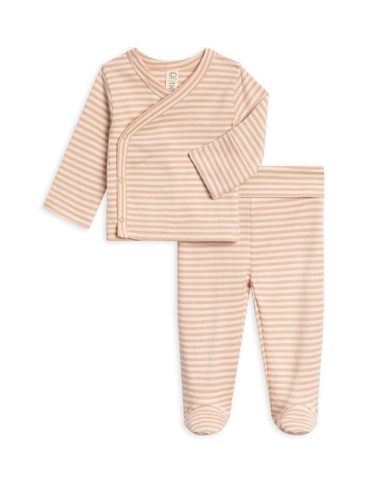 Riley 2 Piece Kimono Top and Pant Set - Ballet Stripe