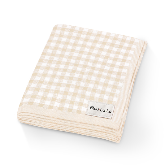 Swaddle Baby Blanket - Plaid: Beige