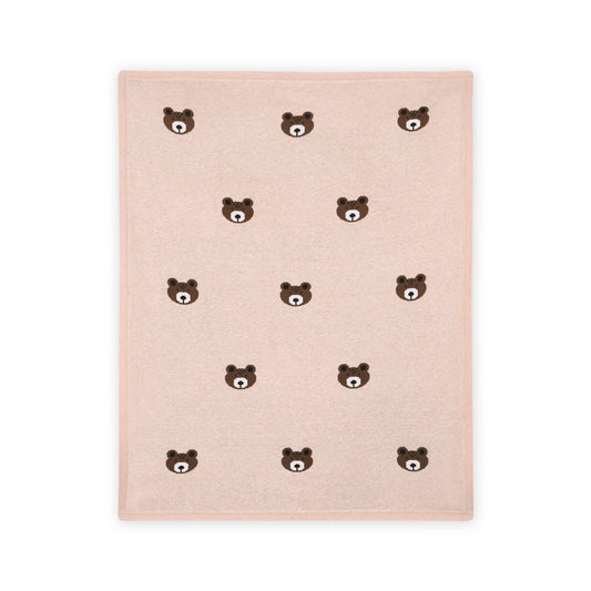Brown Bear - Organic Cotton Jacquard Knit Baby Blanket: Oatmeal Heather