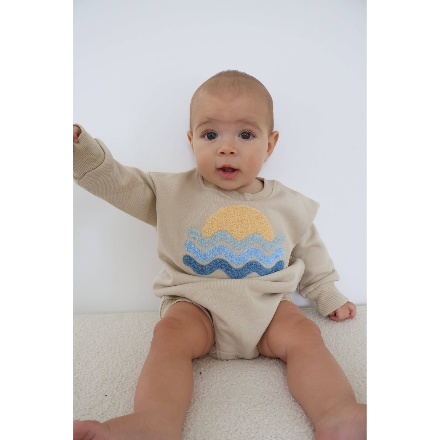 Sunset Bubble Romper: Beige