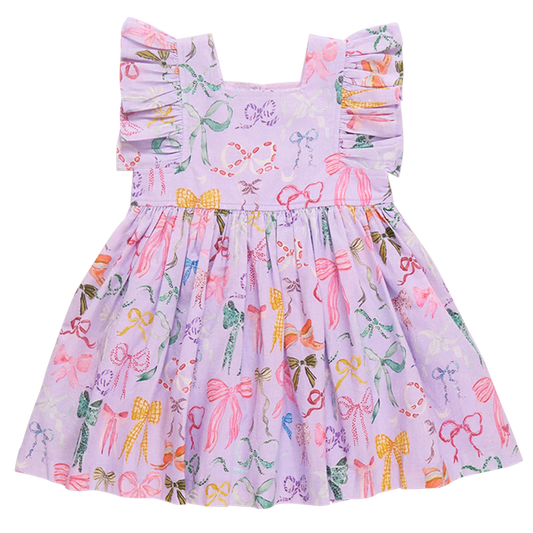 Elsie Dress - Lavender Watercolor Bows