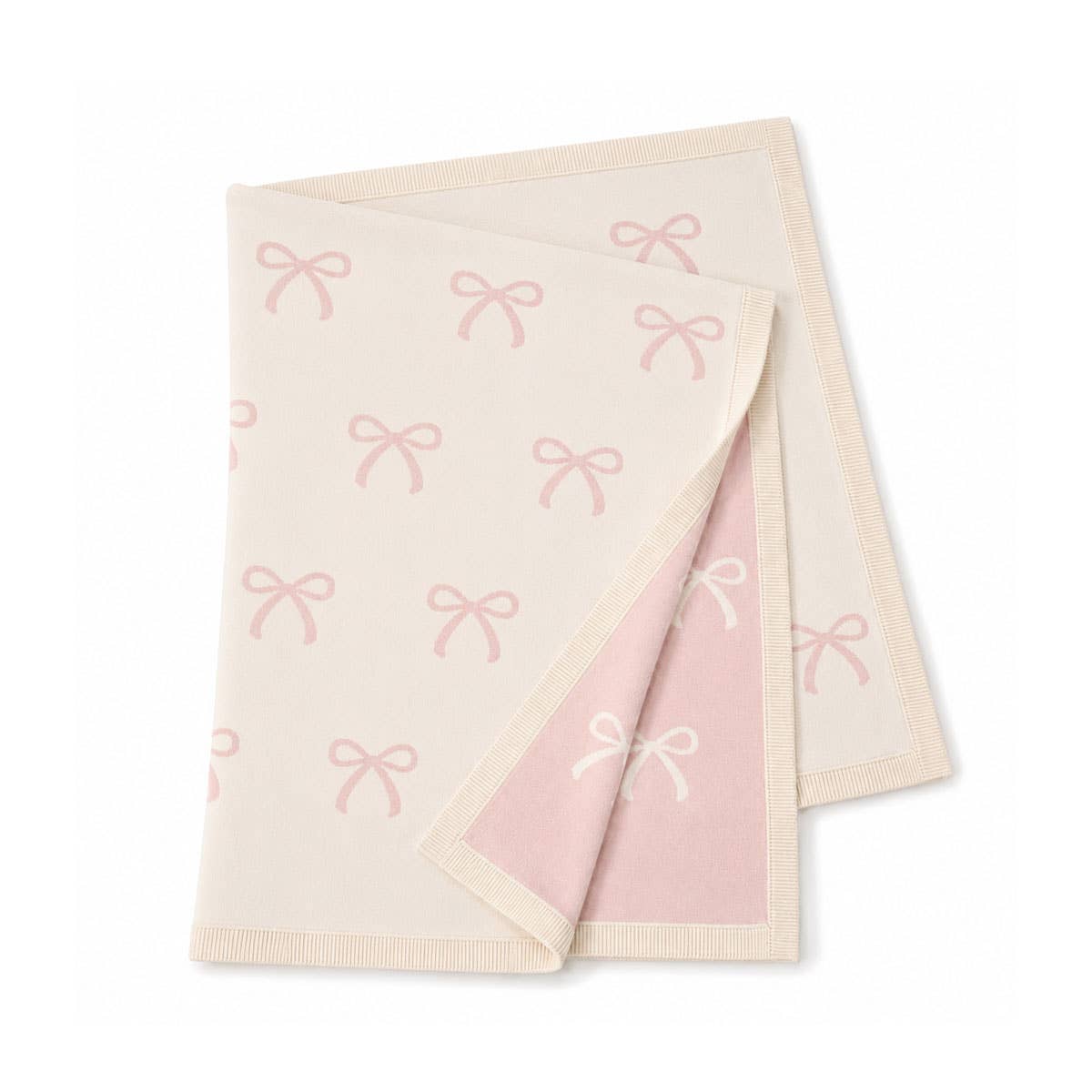 Viverano Organics - Sweet Bow - Organic Cotton Knit Baby Blanket: Sweet Pink / One Size