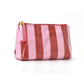 PVC Striped Makeup Bag, Waterproof Travel Cosmetic Bag: Green/Pink