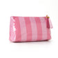 PVC Striped Makeup Bag, Waterproof Travel Cosmetic Bag: Blue/Green