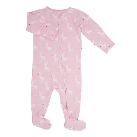 Zipper Footie - Rudolph Pink