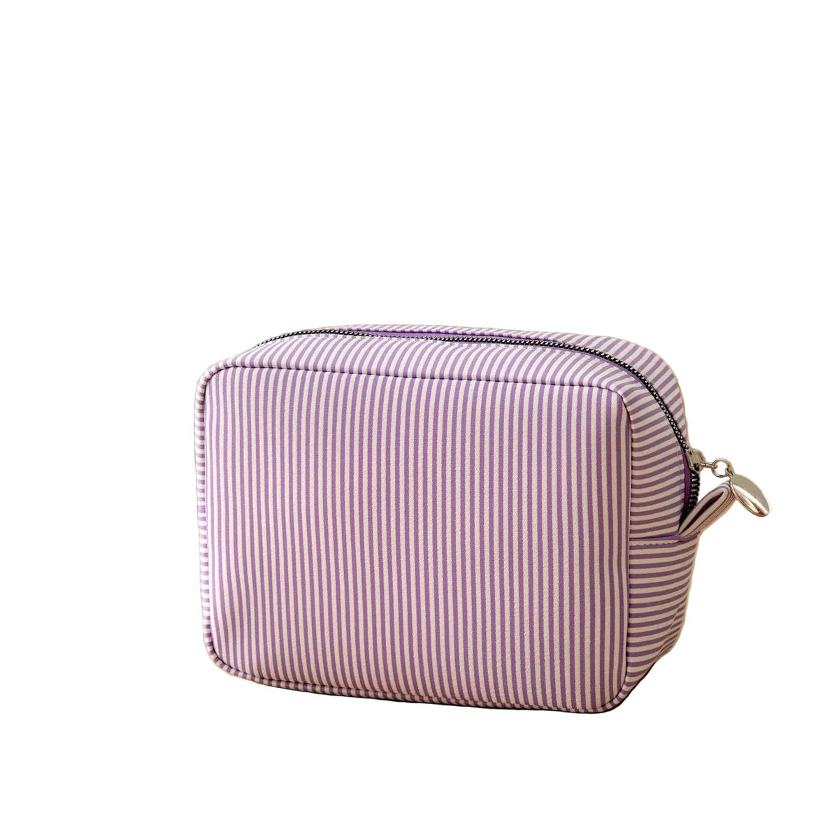 Striped Seersucker Makeup Bag For Embroidery: Purple