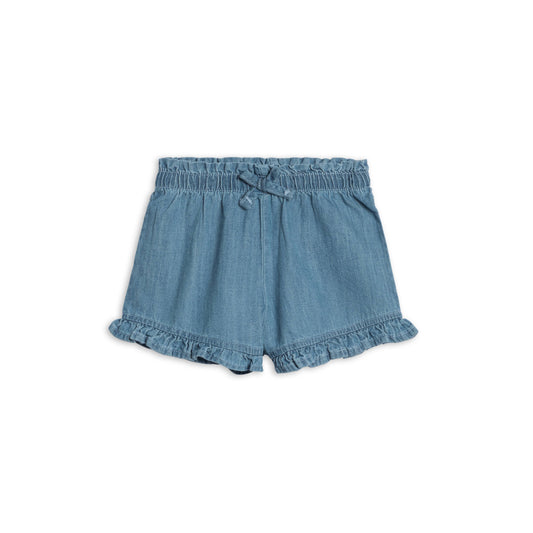 Callie Chambray Ruffle Waist Short: Chambray
