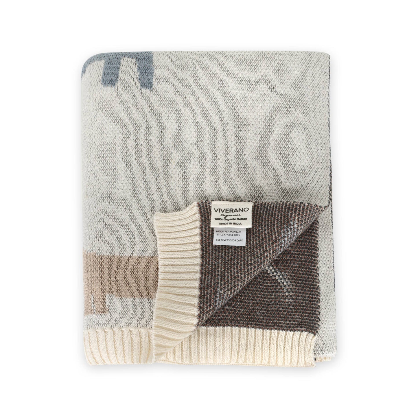 Buddy Dog - Organic Jacquard Sweater Knit Baby Blanket: Natural / One Size