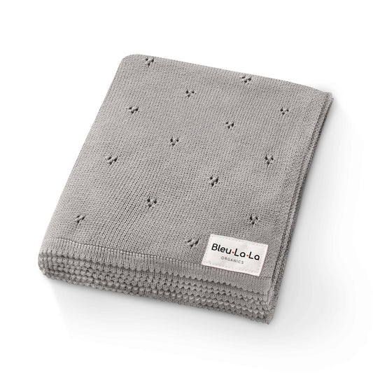 Pointelle Swaddle Baby Blanket: Dove Grey