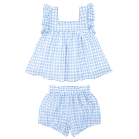 oasis blue gingham bloomer set