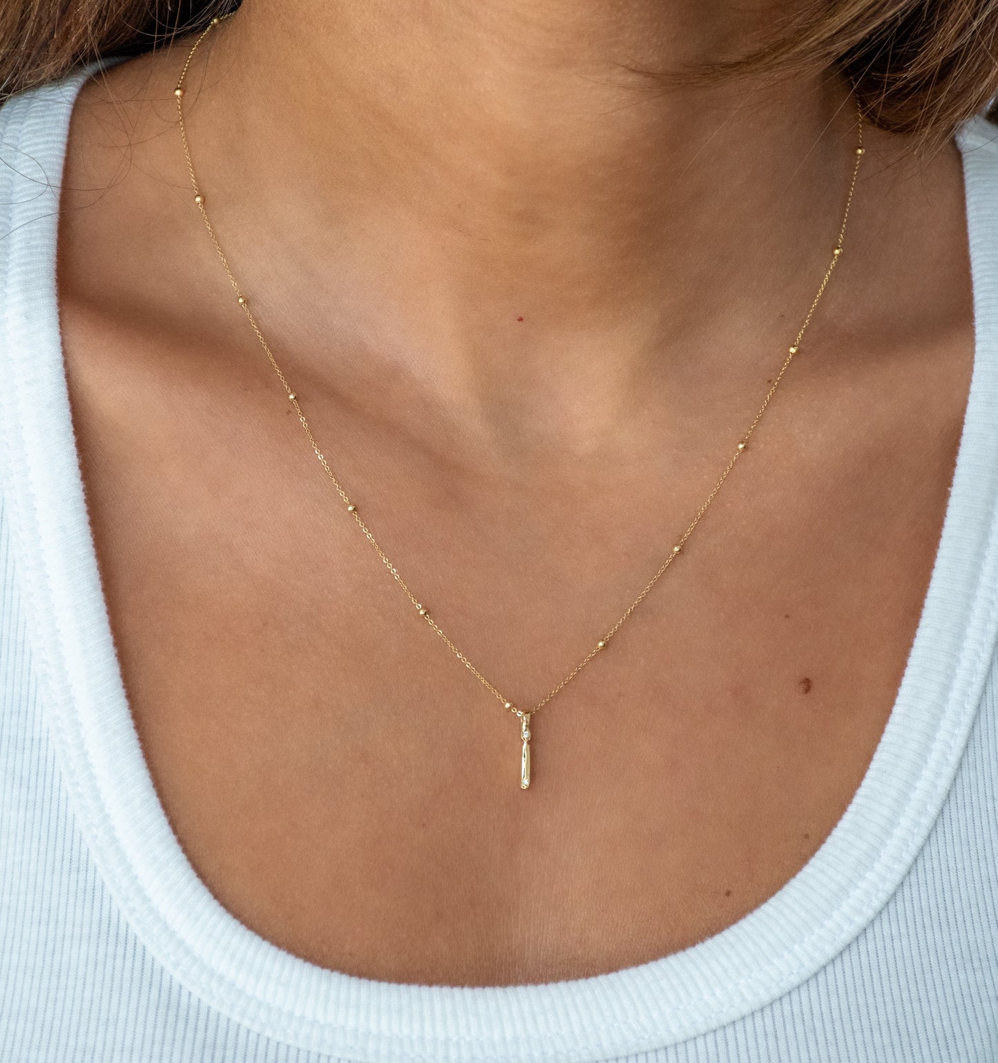 Bubble Diamond Initial Necklace - Small