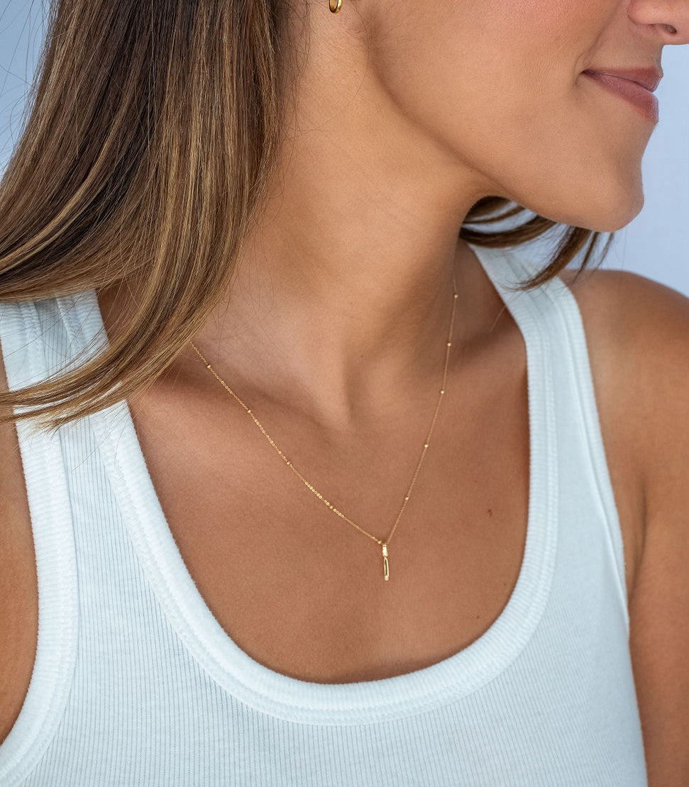 Bubble Diamond Initial Necklace - Small