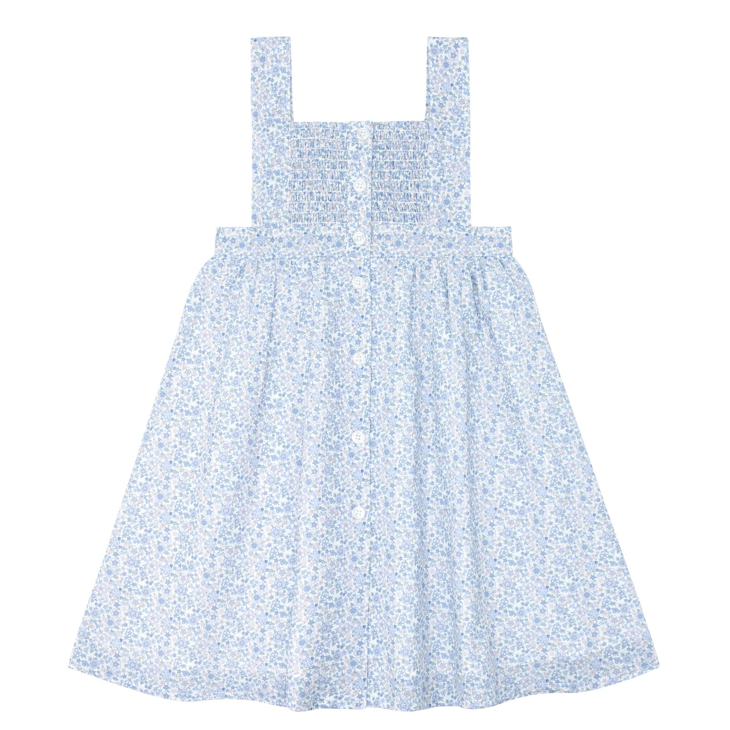 girls slate floral smocked bib dress