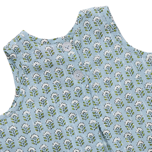 Baby Girls Jaipur 2-PC Set - Blue Prairie Block Print