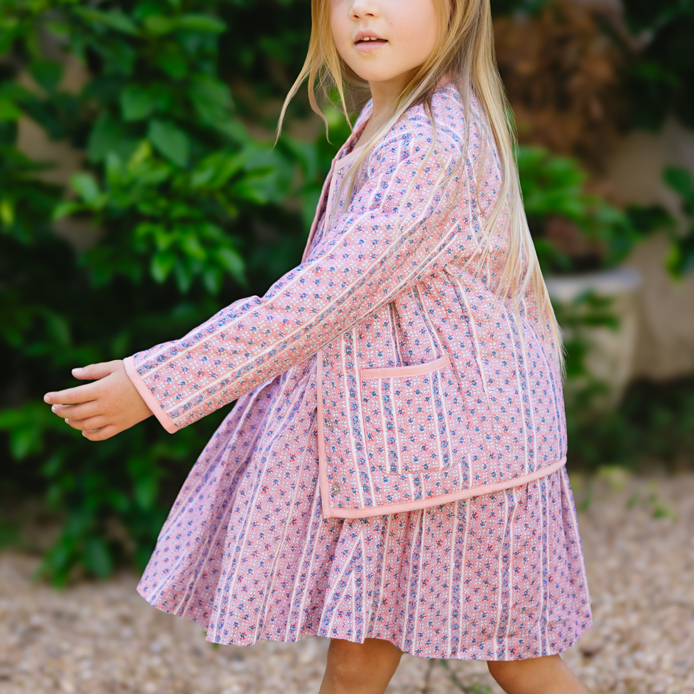 girls rosa vine smocked dress with flutter sleeves