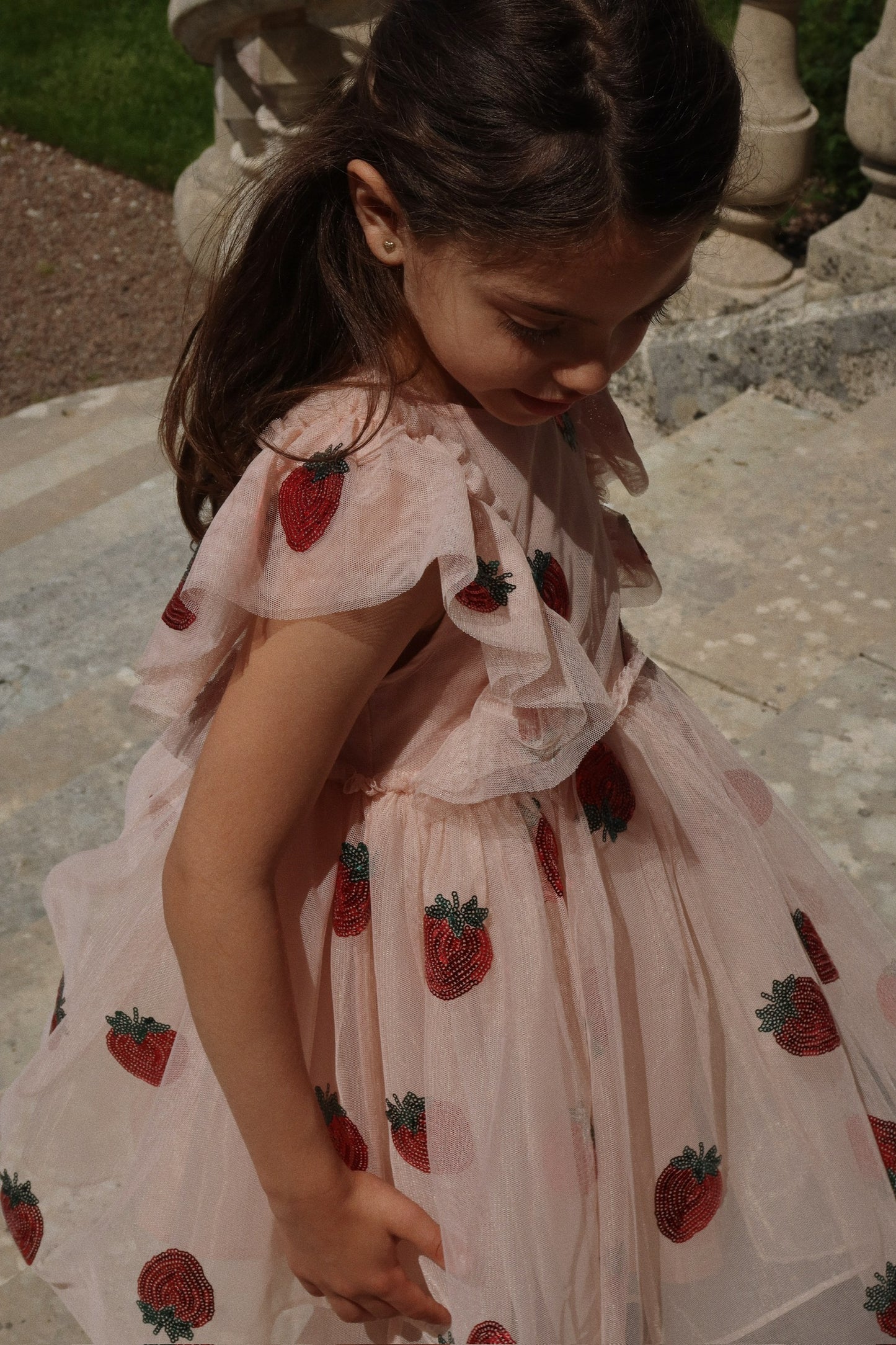 yvonne frill dress - strawberry