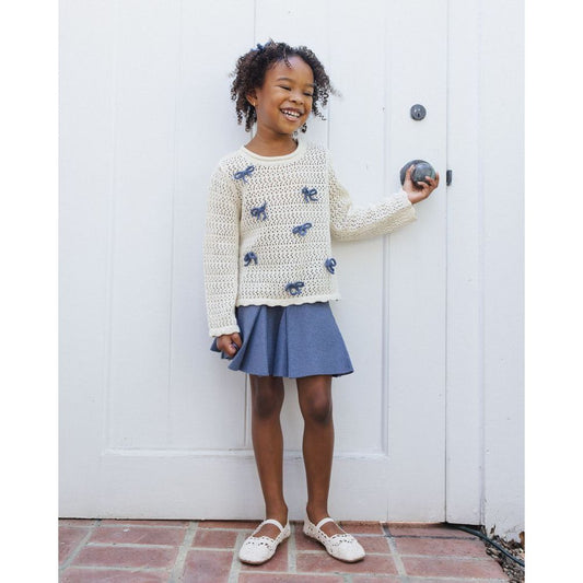 Crochet Knit Pullover || Bows