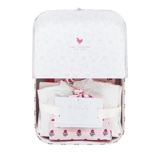 Nesting Box Baby Take Home Set - Light Pink Tiny Flower Block Print