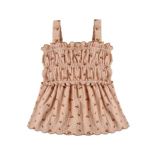 Smocked Tank || Cherry Embroidery