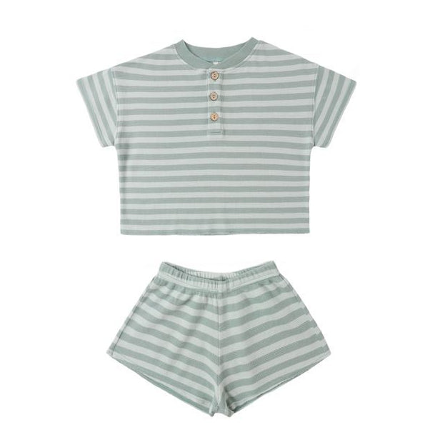 Summer Waffle Set || Sea Green Stripe