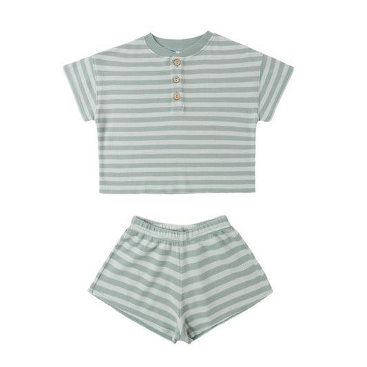 Summer Waffle Set || Sea Green Stripe