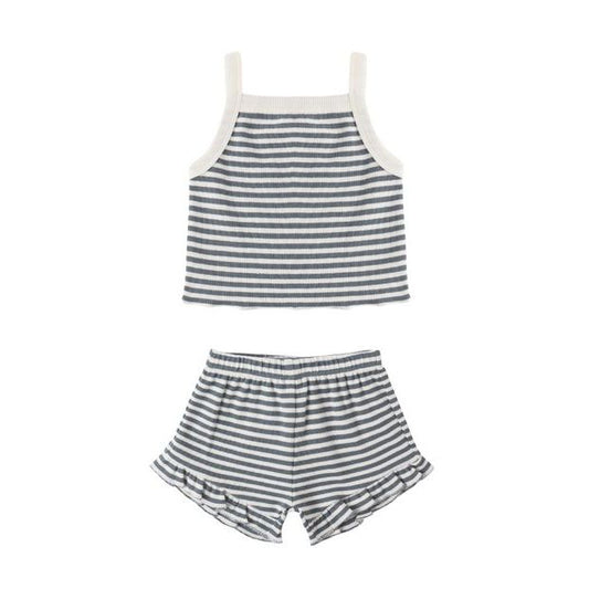 Evie Tank + Shortie Set || Ocean Stripe