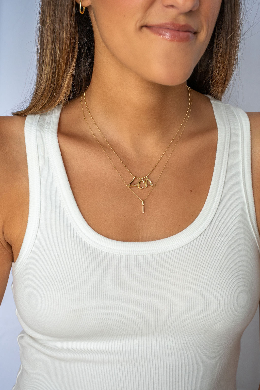 Bubble Diamond Initial Necklace - Small