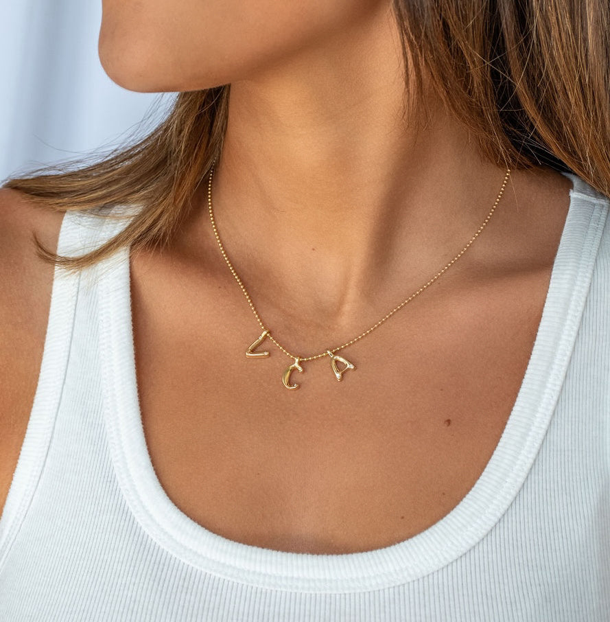 Bubble Diamond Initial Necklace - Small