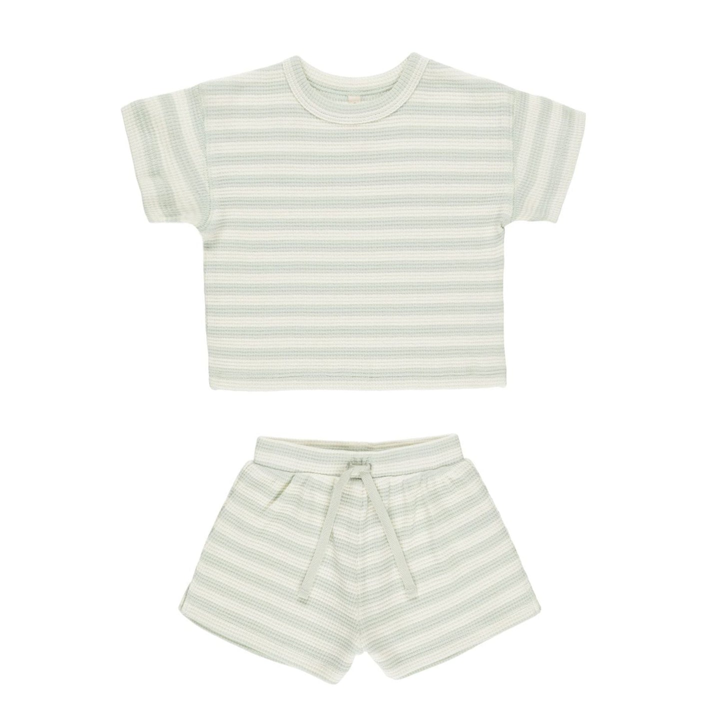 waffle tee + short set || mint stripe