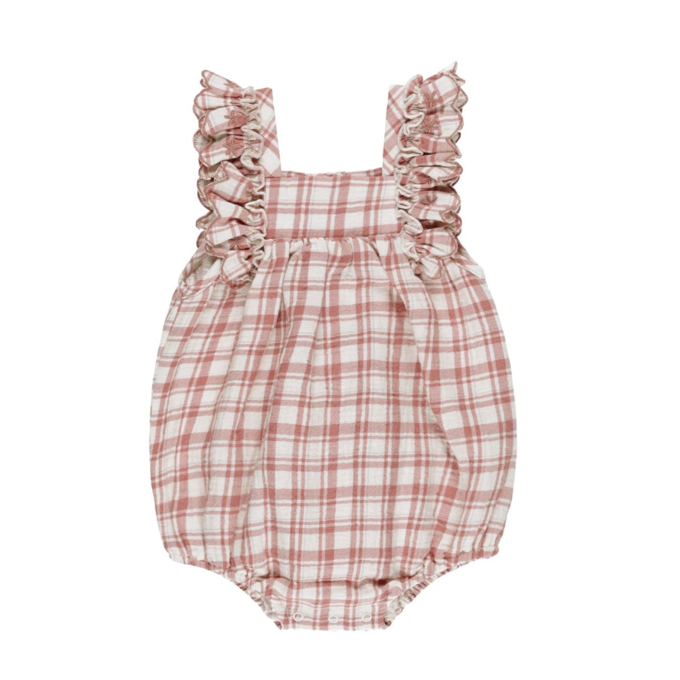 maya romper || pink plaid