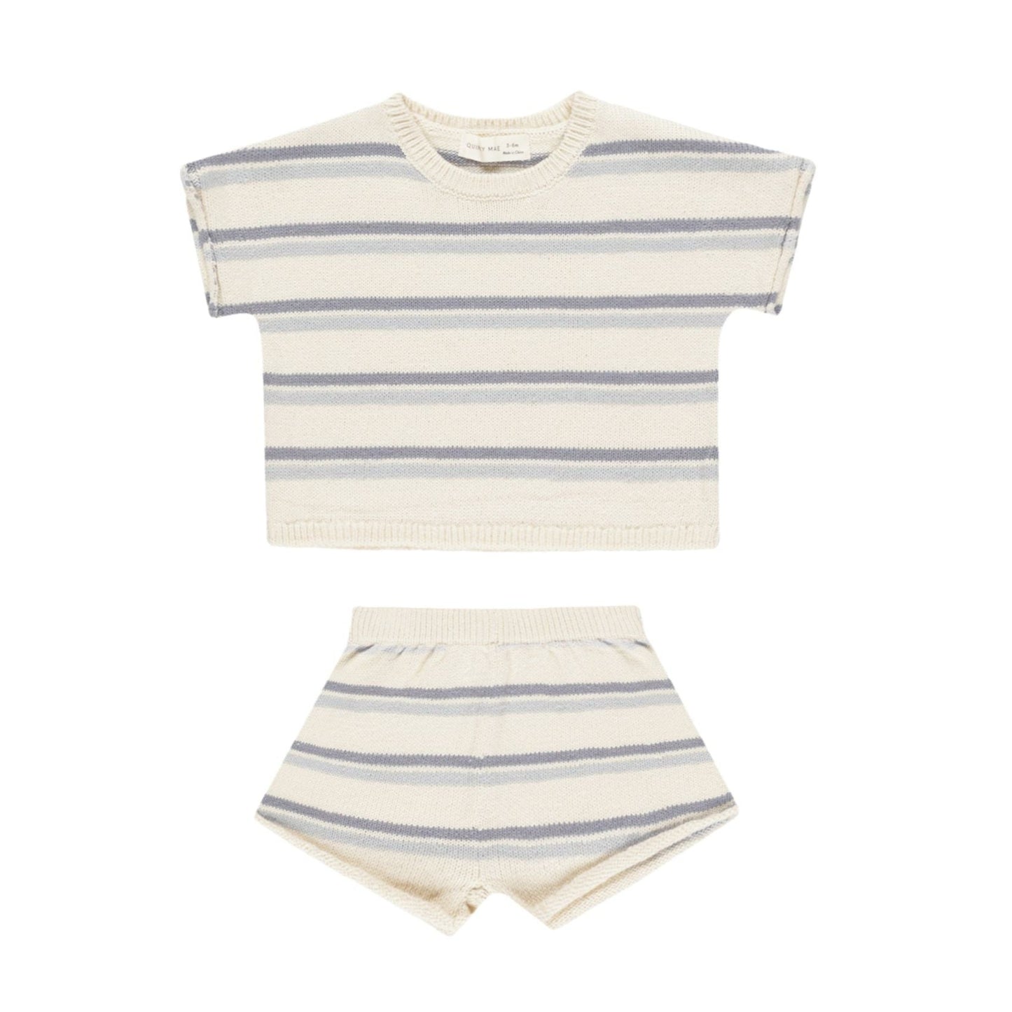 relaxed summer knit set || blue stripe