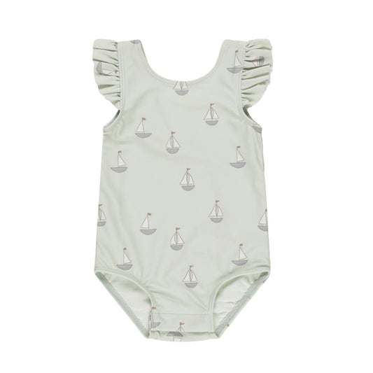 scoop back one-piece || sailboats