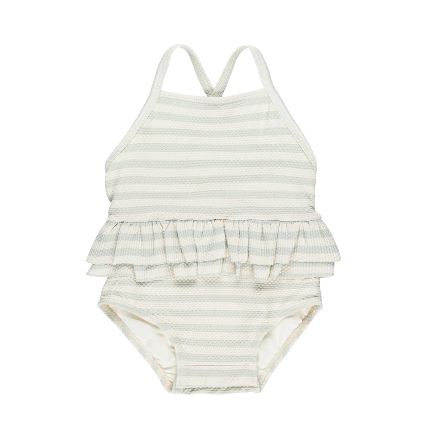 ruffled one-piece swimsuit || mint stripe