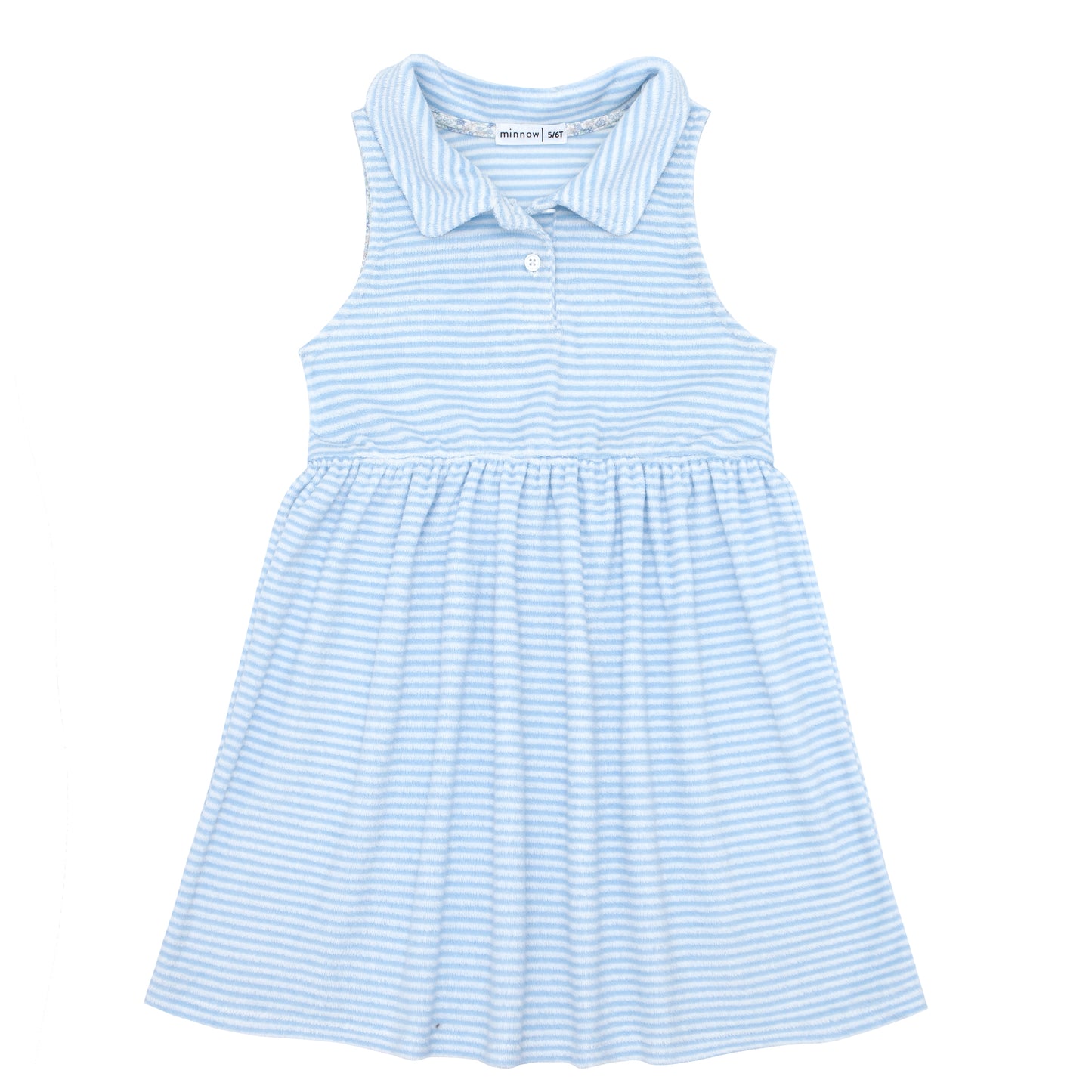 french terry tennis dress - powder blue stripe