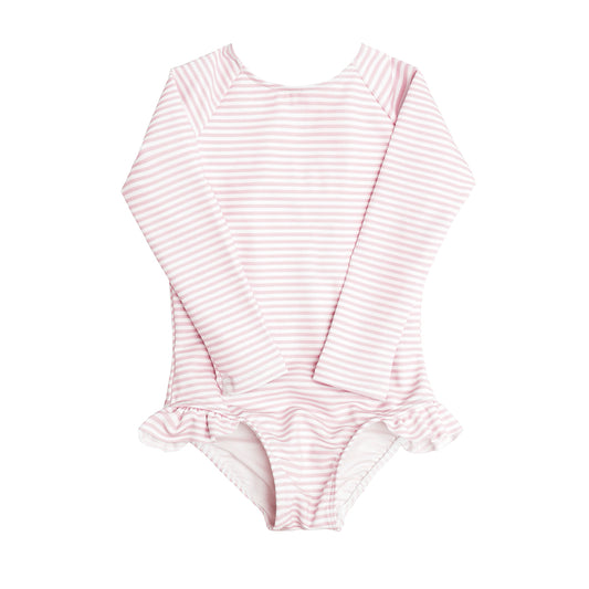 light pink stripe rashguard one piece