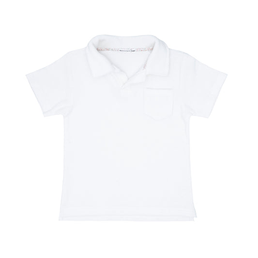 white french terry polo shirt