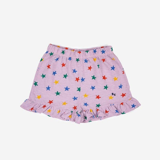 Multicolor Stars All Over Ruffle Shorts