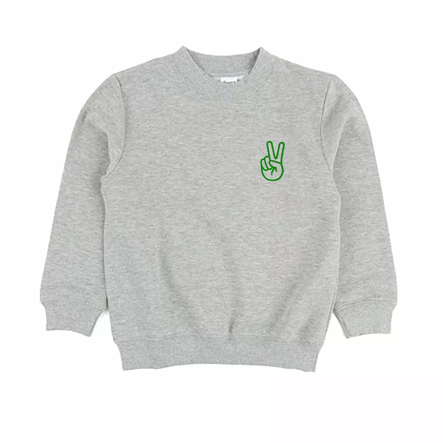Smiley/Peace Sweatshirt- Grey/Green