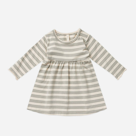 Long Sleeve Baby Dress || Basil Stripe