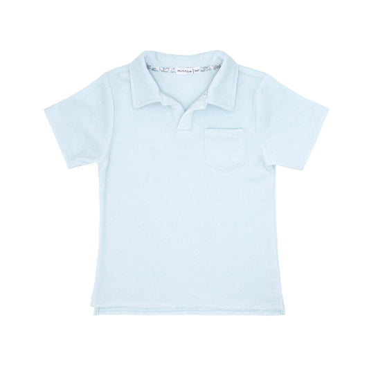 light blue french terry polo shirt