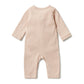 Organic Stripe Rib Slouch Growsuit - Rose