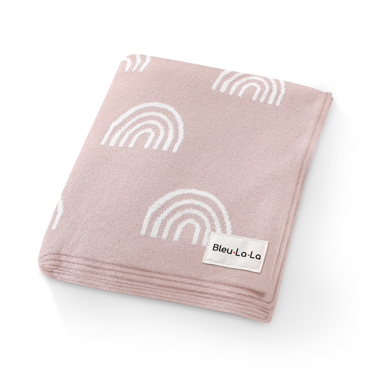 Rainbow Knit Swaddle Blanket - Pink