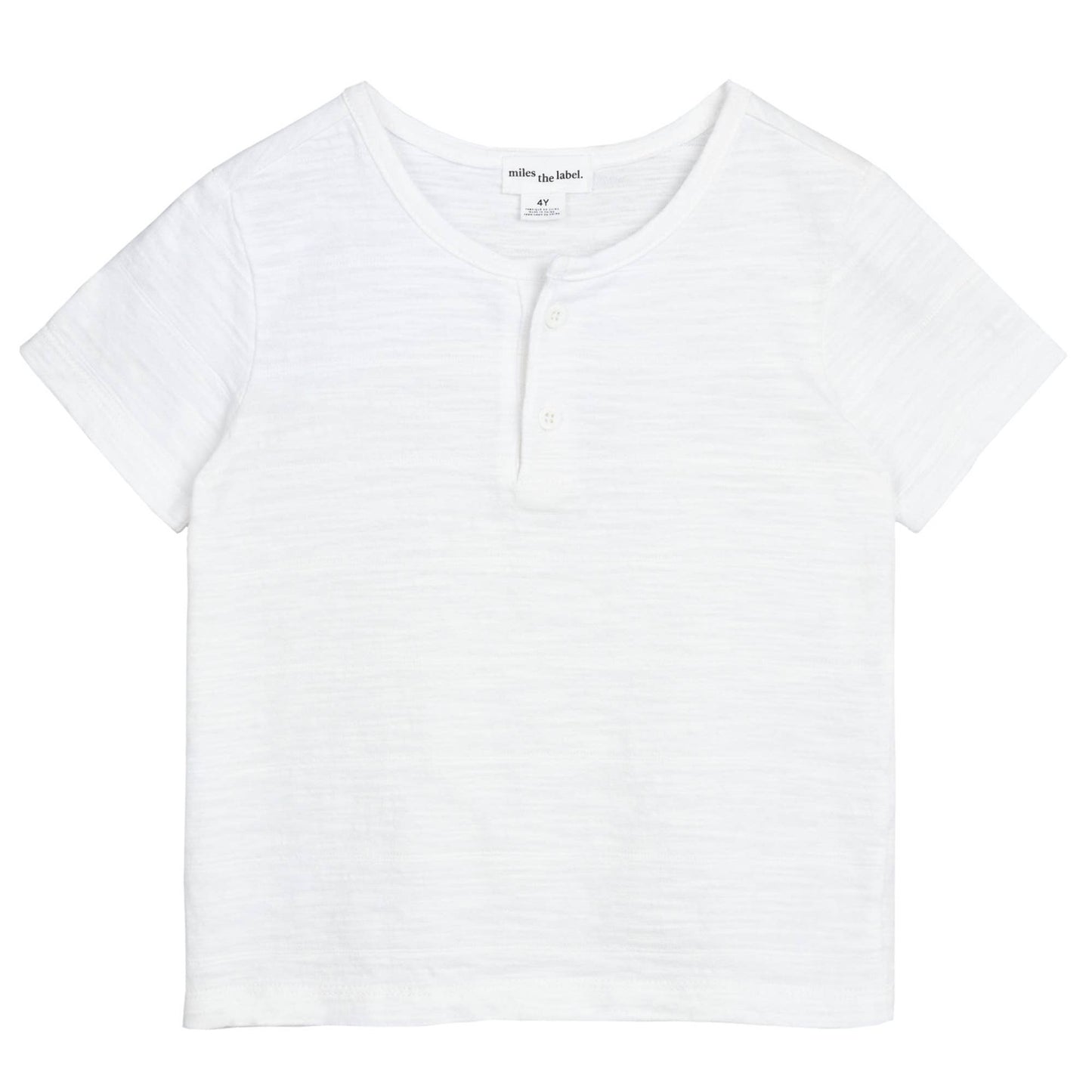 Short-Sleeve Textured Slub Jersey Off-White Henley